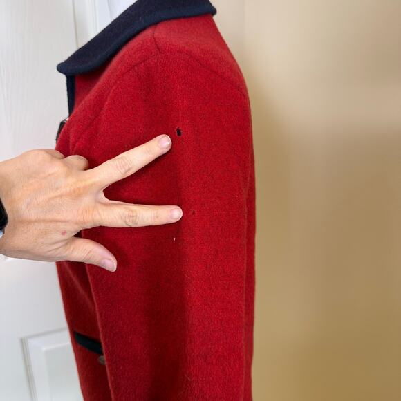 VTG Giesswein Childrens 10 Wool Jacket Red with Navy Pockets GUC Made in Austria - Picture 5 of 7